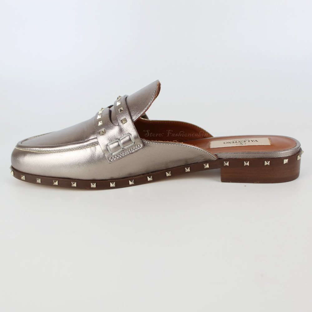 NEW VALENTINO GARAVANI Soul Rockstud Leather Flat/ Mule, EU 36.5 - Picture 6 of 16